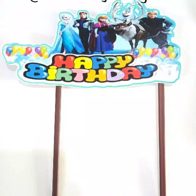 Banner Topper Tusuk hiasan ulangtahun frozen spiderman avengers hello kitty LOL little pony tayo