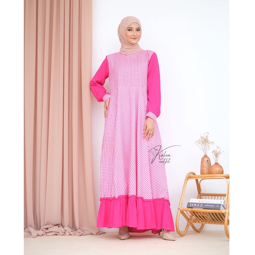 KALEAOUTFIT - ZALINA DRESS WARNA FANTA MOTIF KOTAK PREMIUM - GAMIS JUMBO MURAH BUSUI FRIENDLY SIZE XXL - KOREAN STYLE TERBARU - FASHION MUSLIM WANITA LIMITED EDITION - BAJU REMAJA KEKINIAN - BISA COD