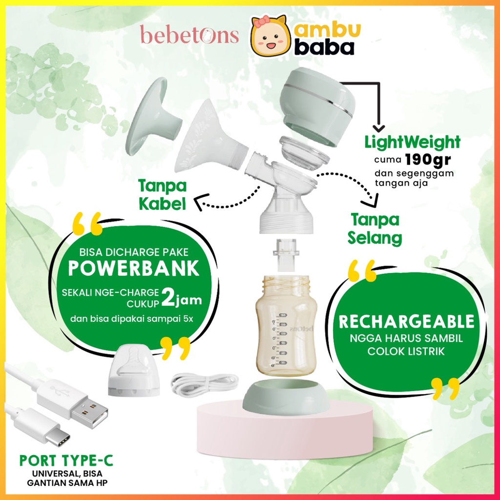 Bebetons Neo Single Electric Breast Pump Pompa ASI Elektrik