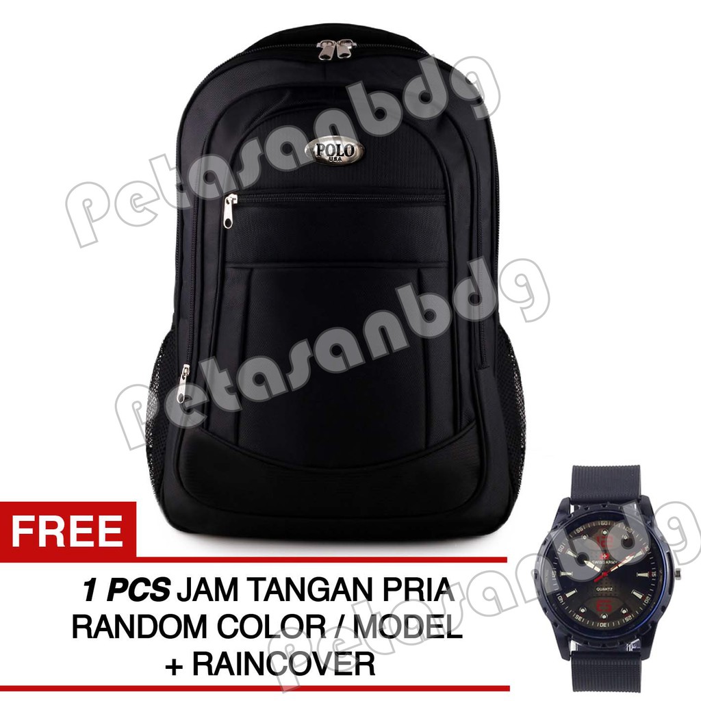 PTS -Polo USA - Dragon Snake - Black DS-77 + FREE Jam Tangan Pria Random Model