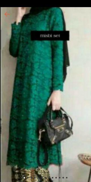 Mts Misbi Set Batik Couple Set Kebaya Long Tunik Brukat