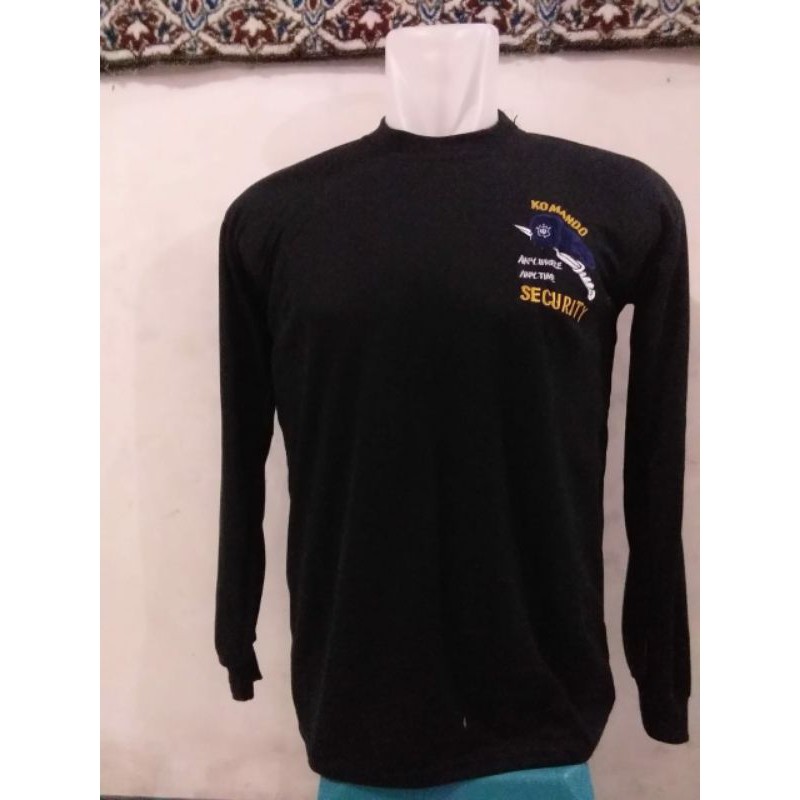 promo kaos satpam lengan panjang bordir warna hitam dan birudongker