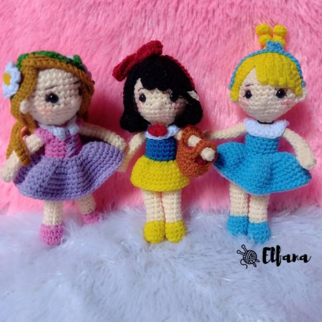  Gantungan  kunci  Boneka Disney princess rajut  amigurumi 