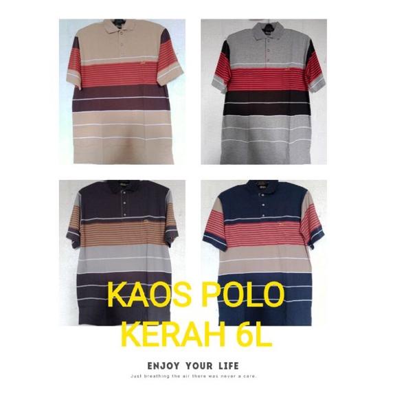 [PRODUK LWGVT] Kaos Polo Kerah Jumbo pria BiGSIZE oversize 6L, 5L, 4L, 3L warna kombinasi salur Rand