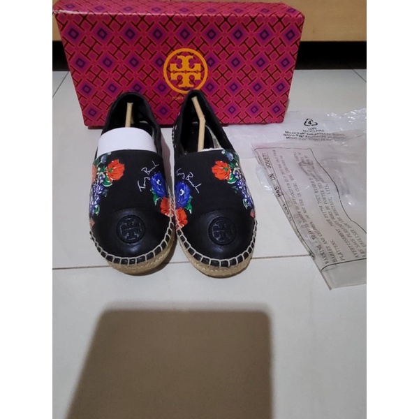 Preloved Tory Burch Espadrilles Navy Tea Rose