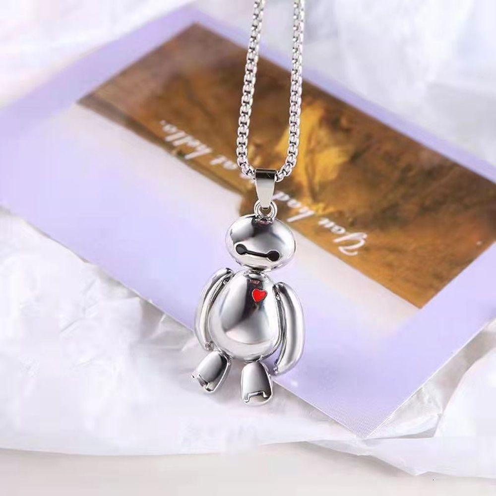 Mxbeauty Liontin Kalung Fashion Kartun Hadiah Baymax Cinta Anggota Badan Bergerak Sweater Rantai Kalung