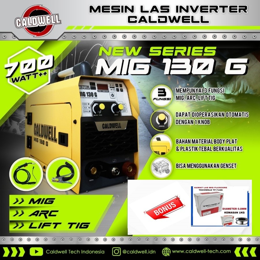 CALDWELL Mesin Las Travo Las MIG CO 2 TANPA GAS WELDING MIG 130 MIGi