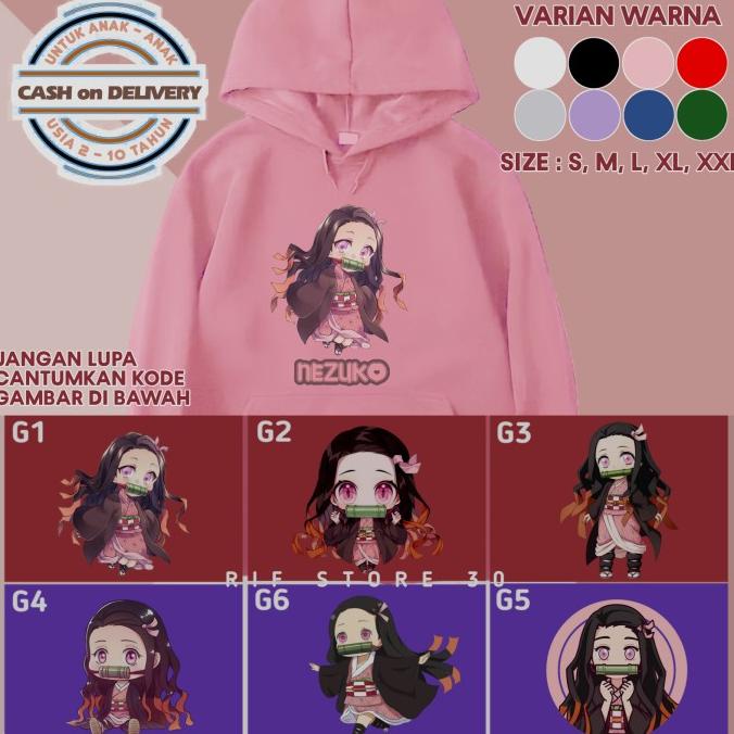Jaket Hoodie Nezuko Demon Slayer Anak Perempuan/Sweater Nezuko Anak