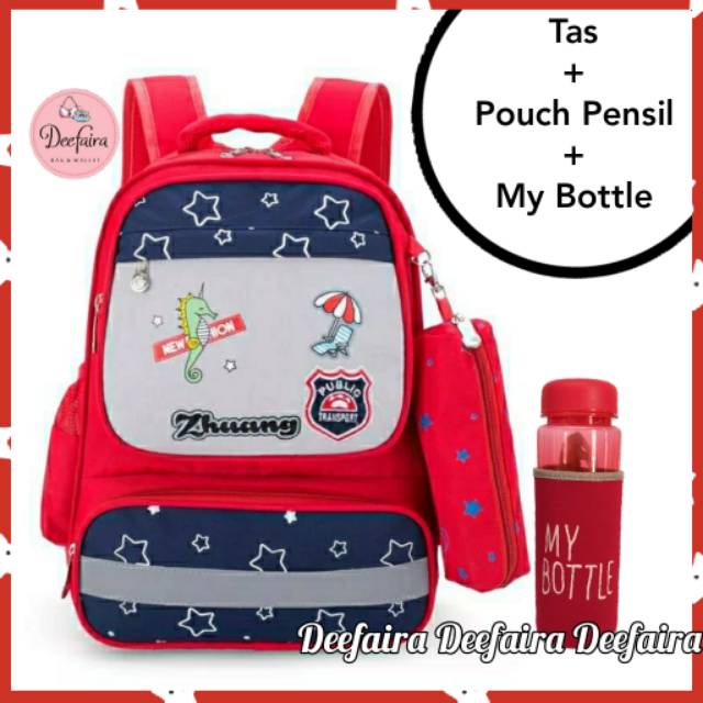 Tas Sekolah Anak Perempuan Backpack Wanita Set 3in1