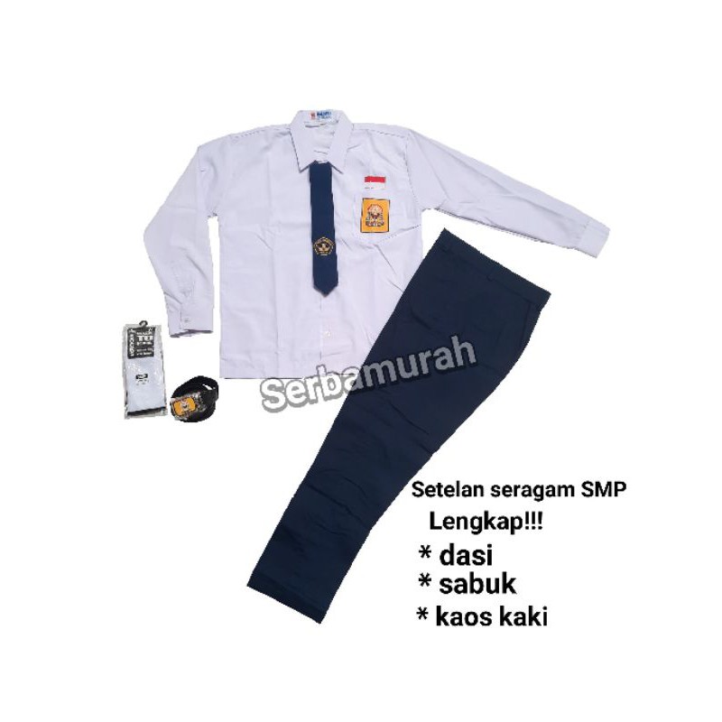 Seragam sekolah smp set lengkap laki baju panjang celana panjang (BACA DESKRIPSI YA GAN/SIST)