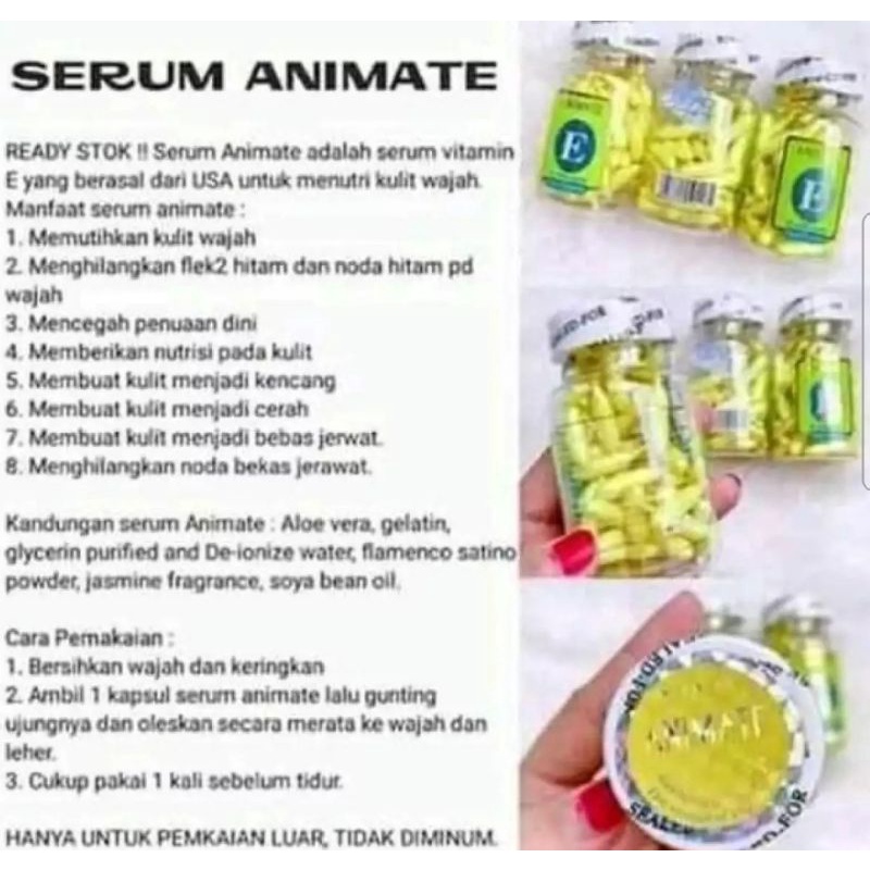 ANIMATE SERUM WAJAH ISI 60 KAPSUL SERUM GOLD SERUM VITAMIN PEMUTIH WAJAH