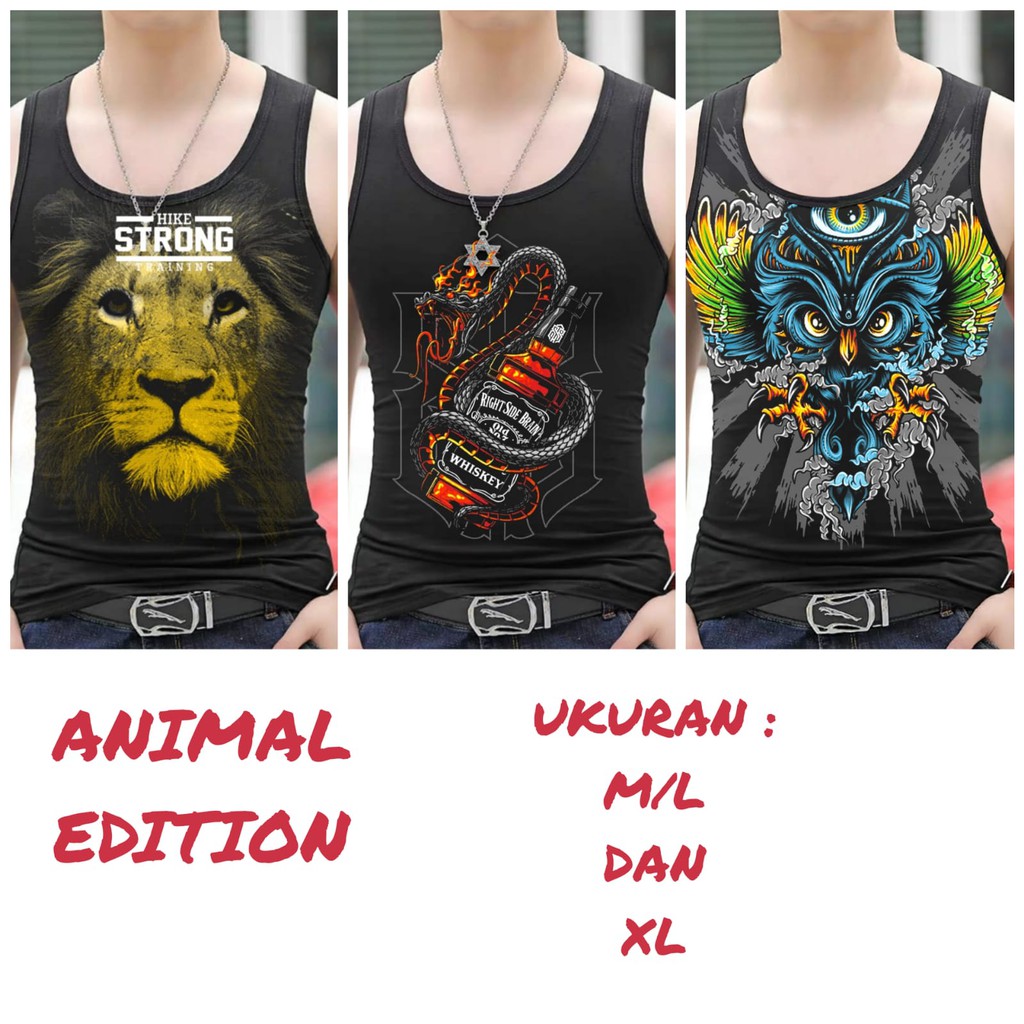 BISA COD / ALIPIO FASHION - ANIMAL EDITION / singlet pria / singlet olahraga / singlet gym