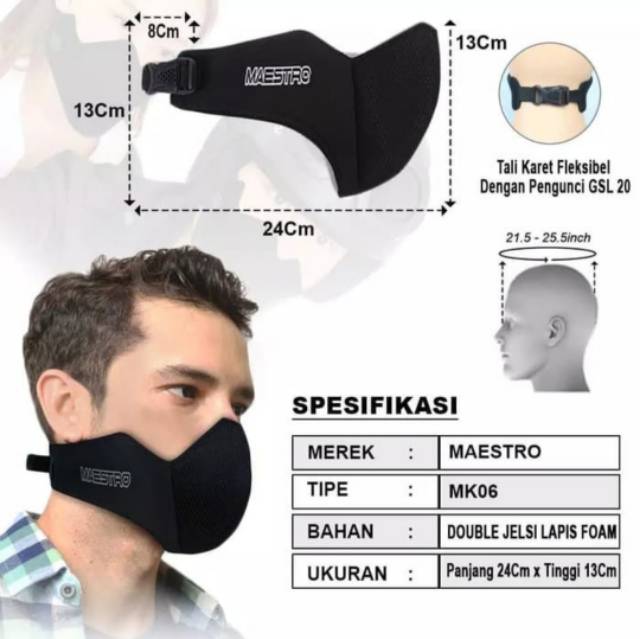 Masker Maestro Masker Anti polusi pelindung hidung dan mulut Pria dan Wanita