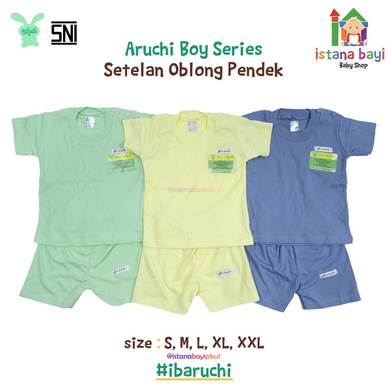 Aruchi Setelan Oblong Pendek Warna Boy / Girl - Aruchi Piyama Bayi / Aruchi Piyama Anak