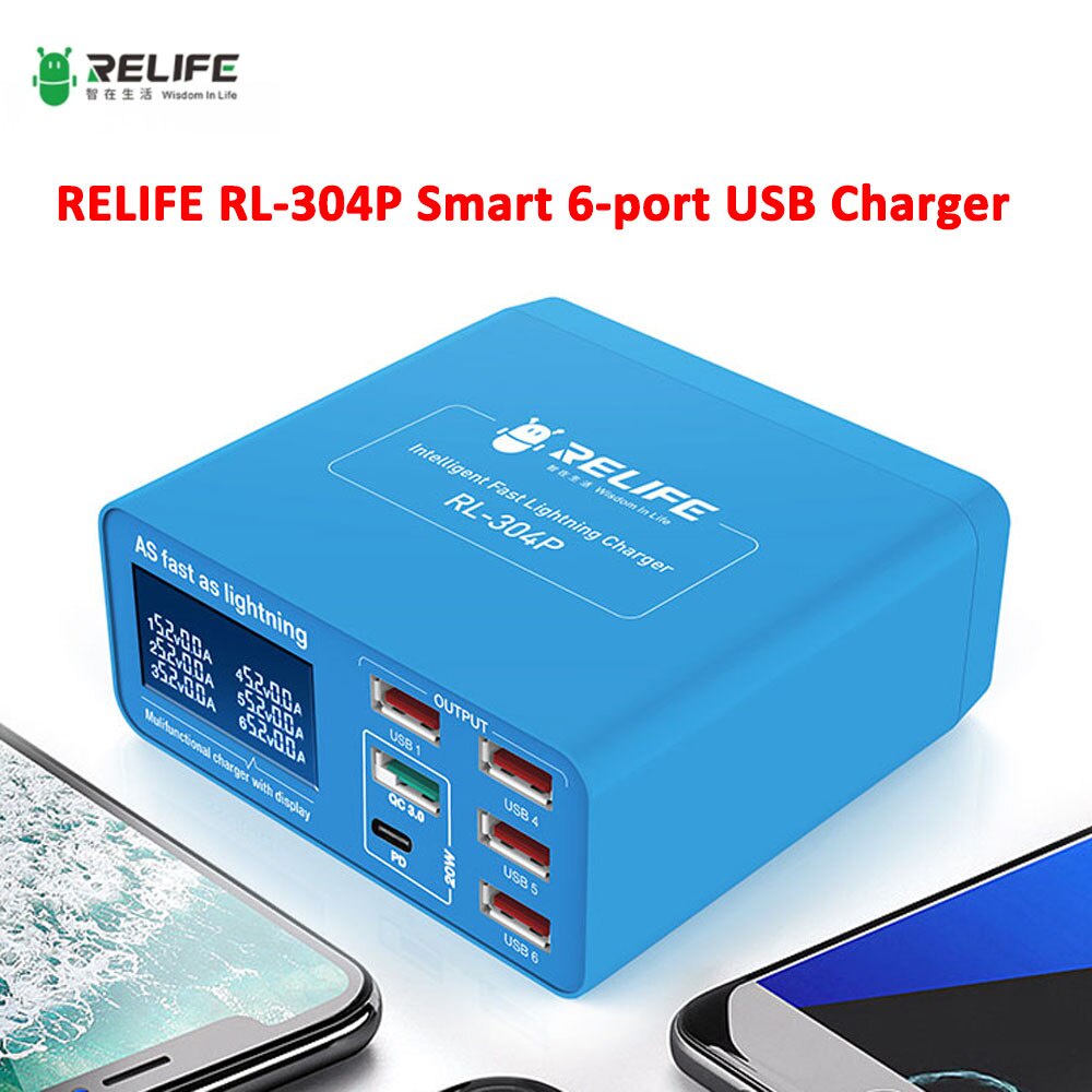 ADAPTOR CHARGER RELIFE RL-304P 6 PORT (DIGITAL) LIGHTNING