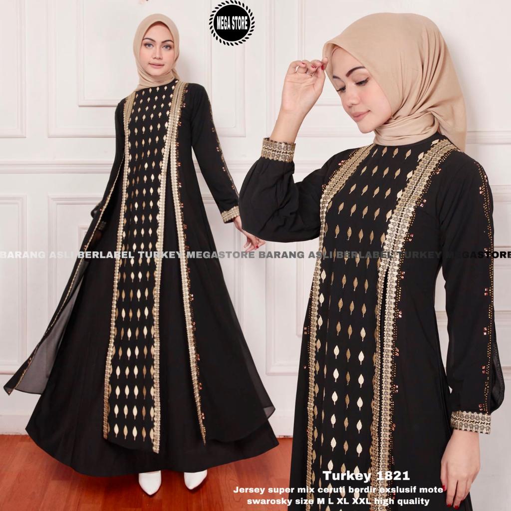 TERBARU TERMURAH 100% ORIGINAL Abaya Turki Hitam Khas Arab Bordir Import Mote Swarovsky High Quality