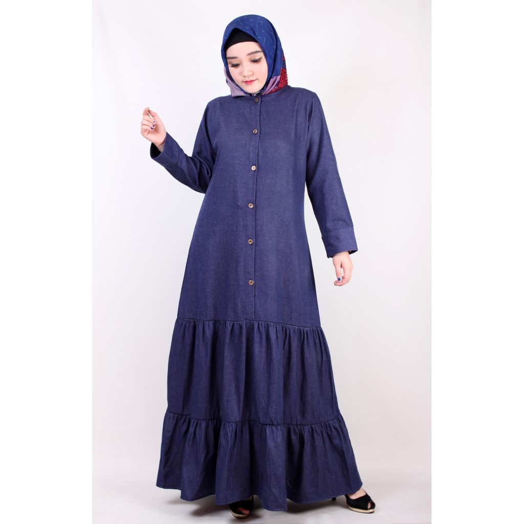 Gamis Jeans Kancing Depan Busui Friendly Rempel Gamis Syari