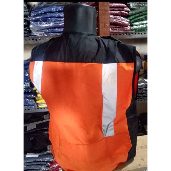 ROMPI SAFETY BAHAN FULL TASLAN ORANYE KOMBINASI HITAM