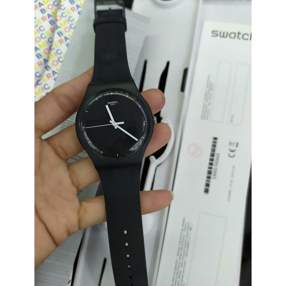 JAM TANGAN PRIA SWATCH SO32B106 THINK TIME BLACK QUARTZ TERBARU ORIGINAL