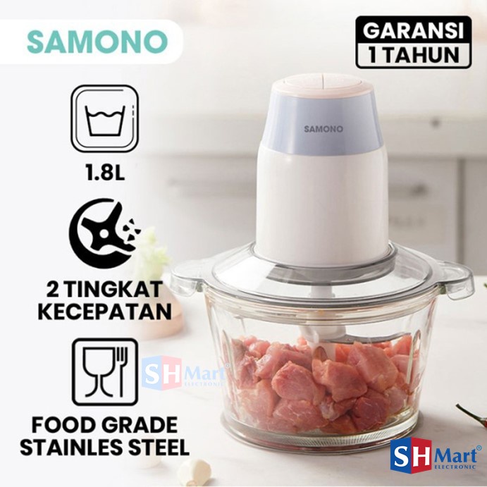 SAMONO Food Chopper Kaca Blender Multifungsi 1.8L Food Processor Penggiling Daging Sayur 2 Speed 350 WATT SW069 TERMURAH