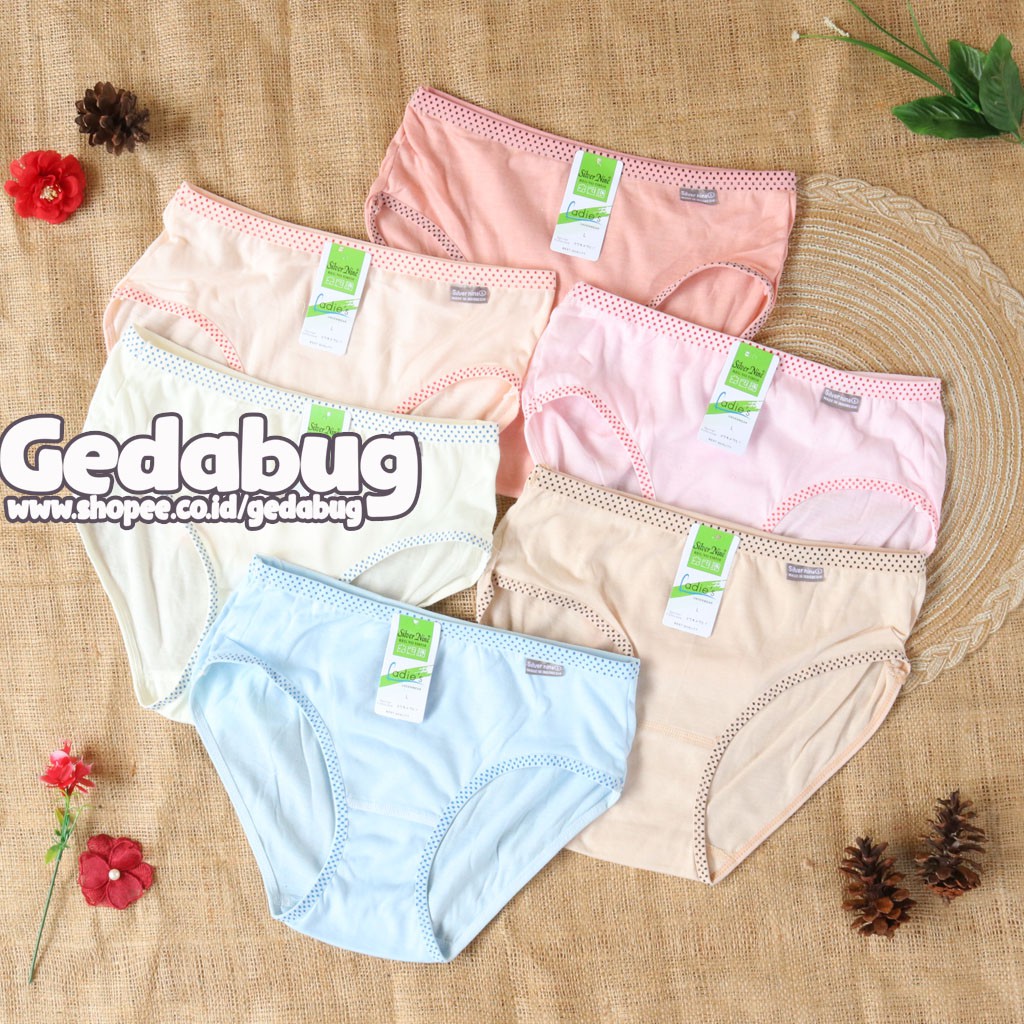6 Pcs - CD Wanita Silver Nine Ladies | Celana dalam wanita dewasa Super Soft | Gedabug