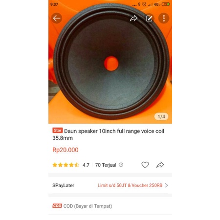 Daun kertas Speaker 10inch 10 inch voice 35.8mm full range 4 biji