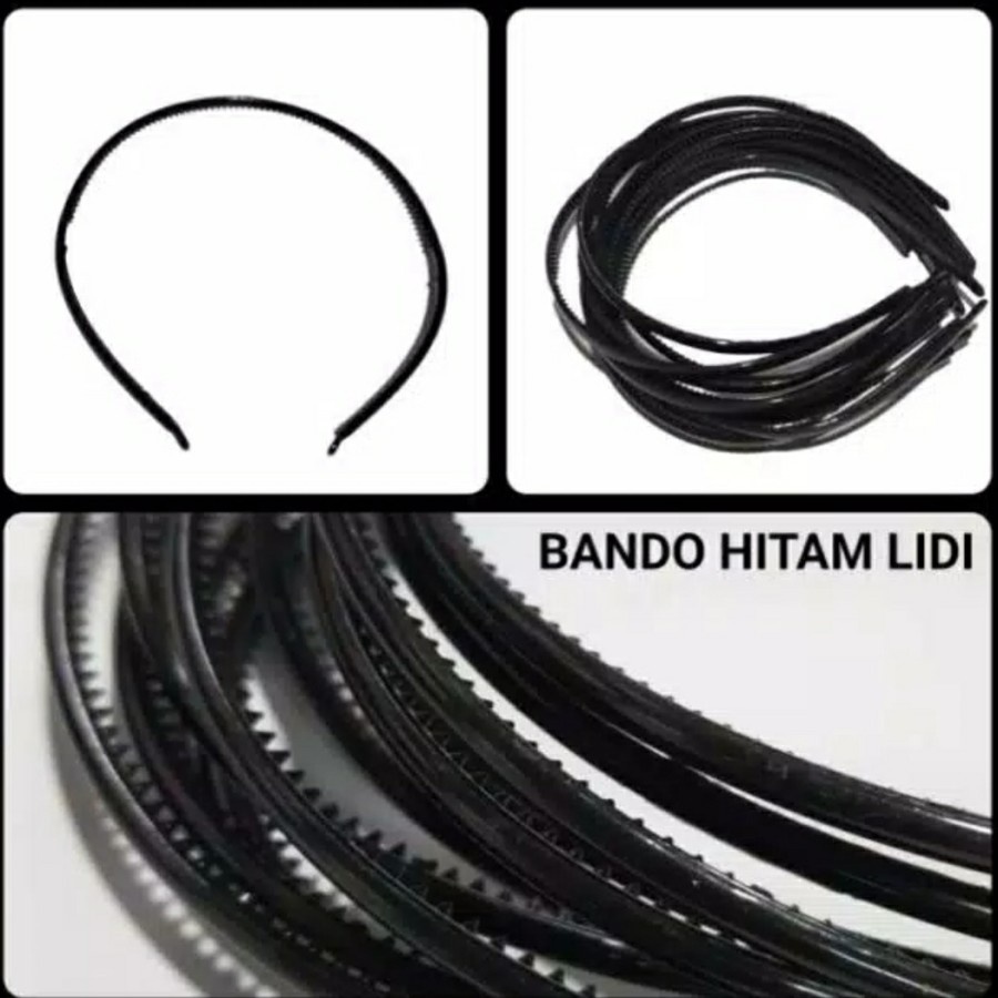 BISA COD!!! Bando Lidi Slim Warna Hitam / Bandana Lidi Polos (Satuan)