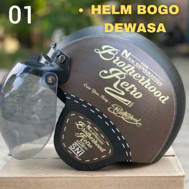 helm bogo DEWASA helm retro kulit motif HELM BOGO