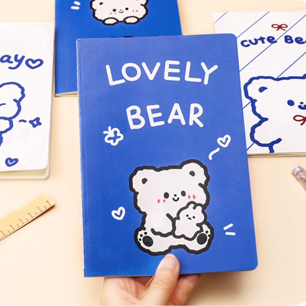 Lanfy Bear A5 Notebook Portable: 4Pcs/Set Line Paper Draft Book Kartun Agenda Organizer Tangan Buku Akun