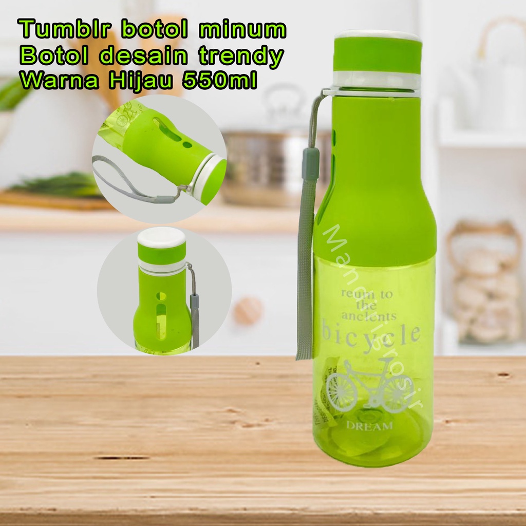 desain trendy * Botol minum * bening Hijau * 550ml