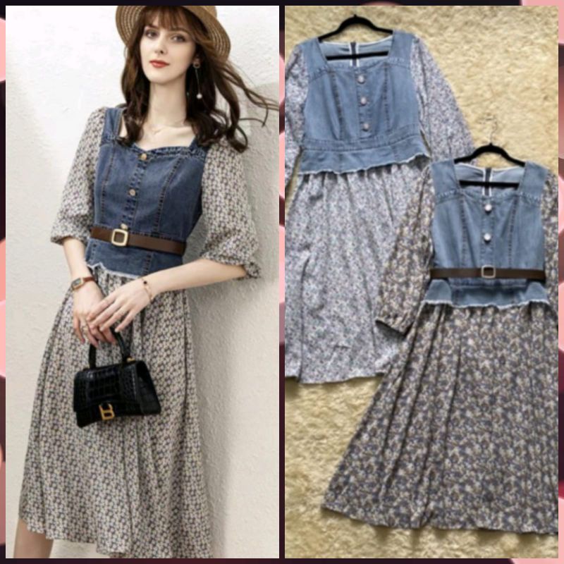 dress Korea flower denim
