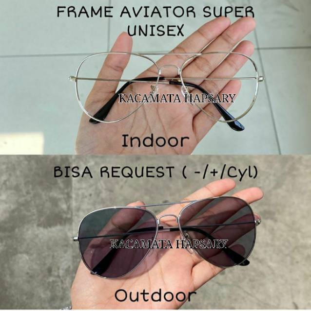 PAKET HEMAT : FRAME KACAMATA AVIATOR + LENSA PHOTOCROMIC | KACAMATA MINUS | KACAMATA ANTI RADIASI