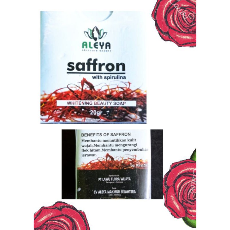 Sabun safron ALEYA100%asli/with spirulina/BPOM/sabun Glowing safron/sabun safron with spirulina