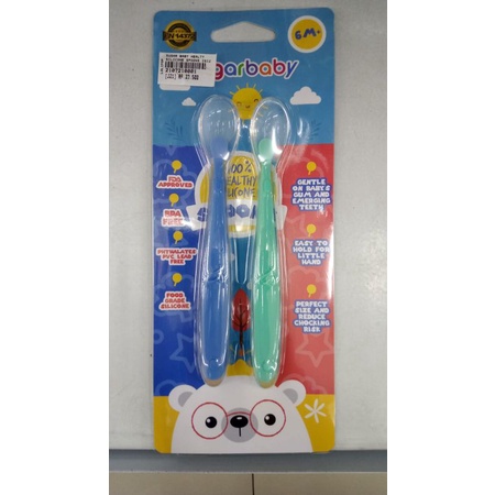 SENDOK SILIKON BAYI - SUGAR BABY HEALTHY SILICONE SPOON ISI 2