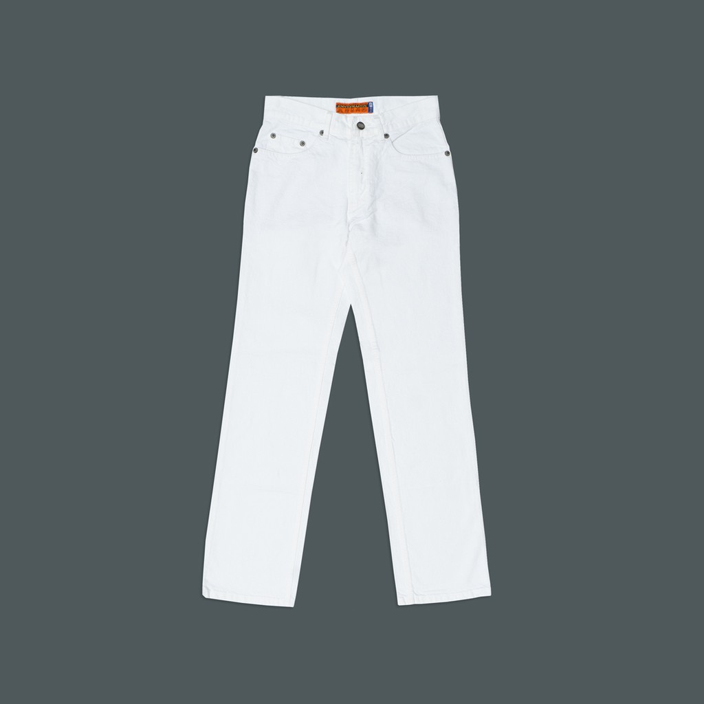 

Jimmy and Martin - Classic 5 Pocket White Dyed Dobby Slub Cotton Roll Up Pants - 868-8