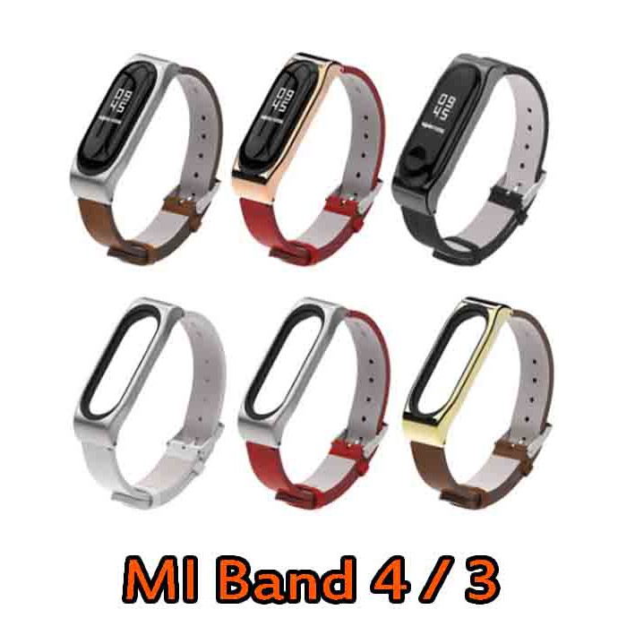 Mijobs Xiaomi Mi band 5/ 4/3 Strap tali gelang Miband Kulit metal Classic  original