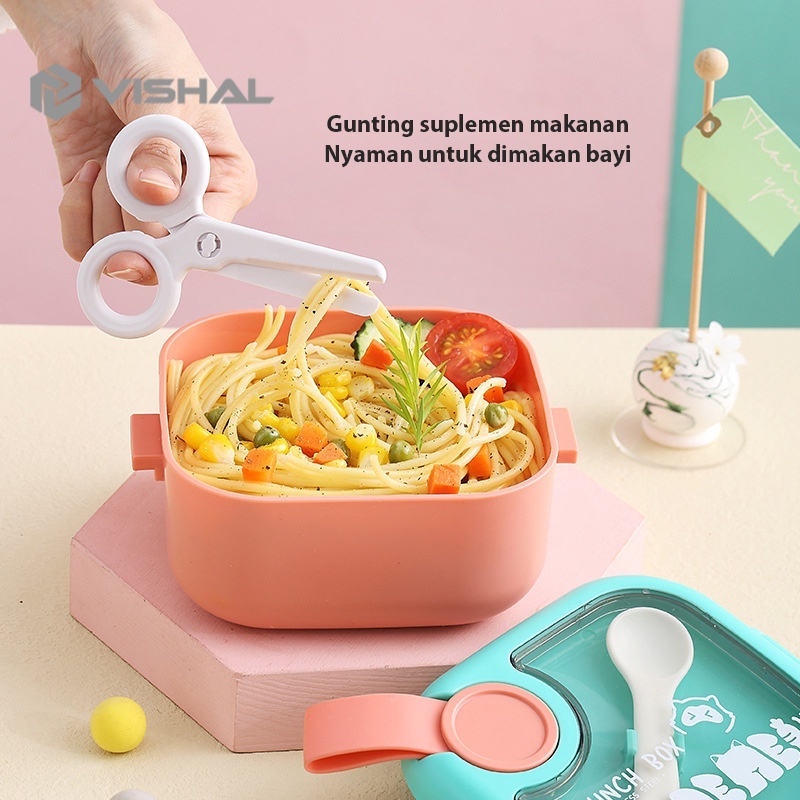 VISHAL Double-Layers Kotak Makan 1 Set Anti Bocor Untuk Anak Lunch Box Set BPA FREE VS-79