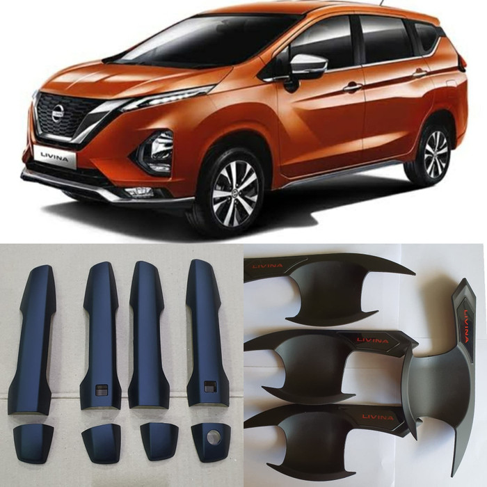 Paket cover PEGANGAN PINTU handle + outer MANGKOK NISSAN All new Livina 2019 2020 2021 2022 HITAM DOFF keyless smartkey