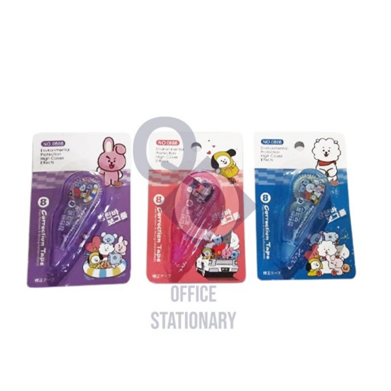 Tipex Kertas gambar BTS / Tip Ex Kertas Pita BT21 / Correction Tape Tip X Roll BT 21