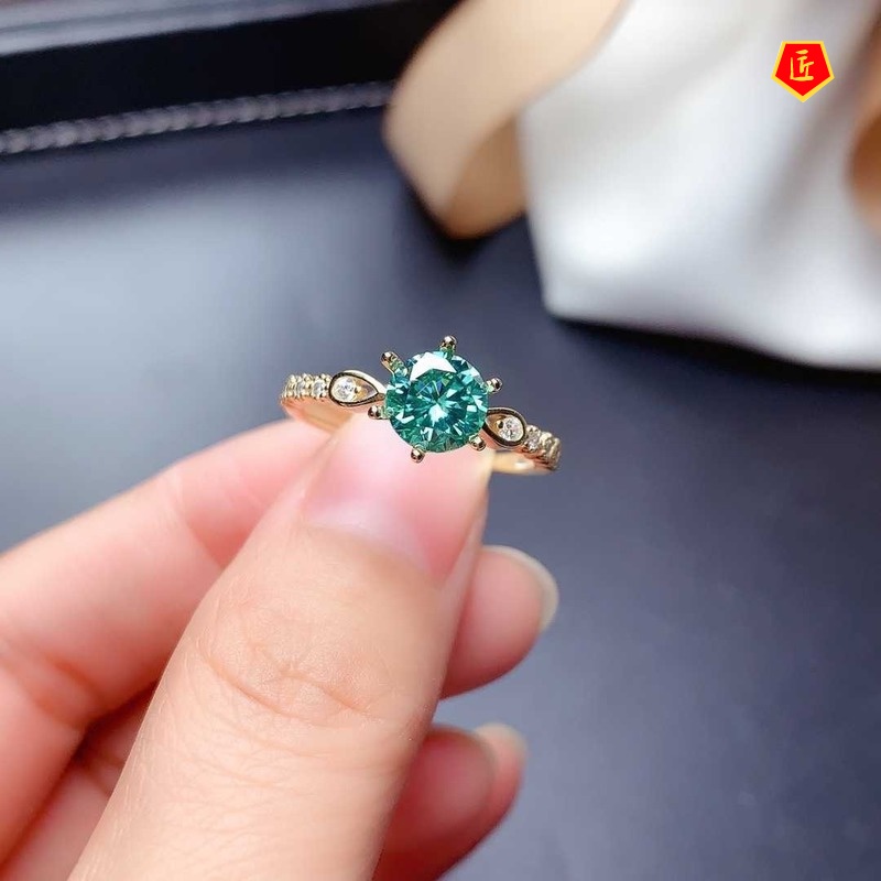 [Ready Stock]Creative Personality Green Moissanite Ring