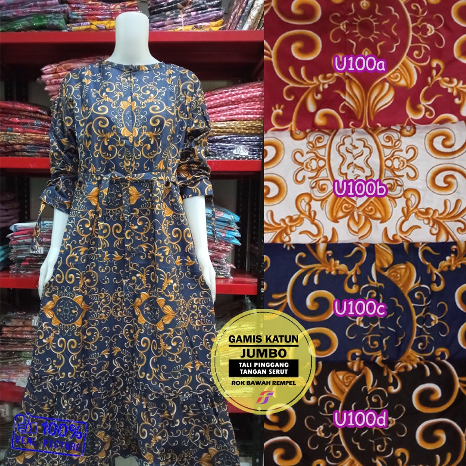 [Bisa COD] Gamis katun jepang Jumbo XL janda bolong, polkadot, vintage