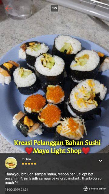 Paket bahan sushi Tipe 6 nori tobiko cuka bambu sushi shoyu jahe halal dry seaweed gari