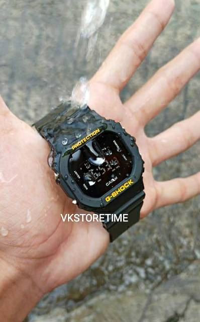 TERVIRAL!!! Jam Tangan Casio Gshock Water Resist Berenang Mandi Hujan - Hitam list Gold