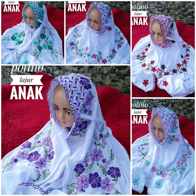 Mukena Lajuran Anak Polino Silk Grade Aaa