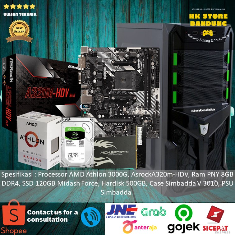 PC GAMING AMD ATHLON 3000G | RAM 8GB | SSD 120GB |HDD 500GB PC EDITING