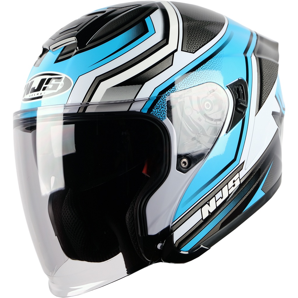 NJS KAIROZ DV Zenith Putih - Biru Gloss Helm Half face-1