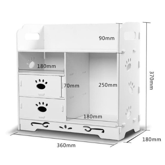 Rak kosmetik Double Drawer Cosmetic Storage Rak Minimalis Tapak Pupies Serbaguna Multifungsi