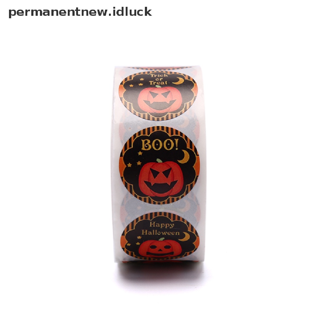 500 Pcs / Roll Stiker Kertas Motif Labu Halloween Untuk Dekorasi