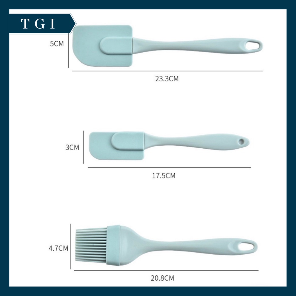 TGI - [3 PCS] SPATULA SILICON SET SCRAPER KUAS KUE | SPATULA SET KUE