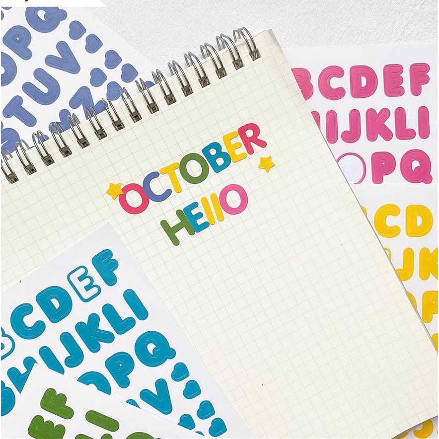 Stiker Huruf Aesthetic abjad Cute Stiker alfabet Lucu Deco Korea Diary Planner DIY Scrapbook Album